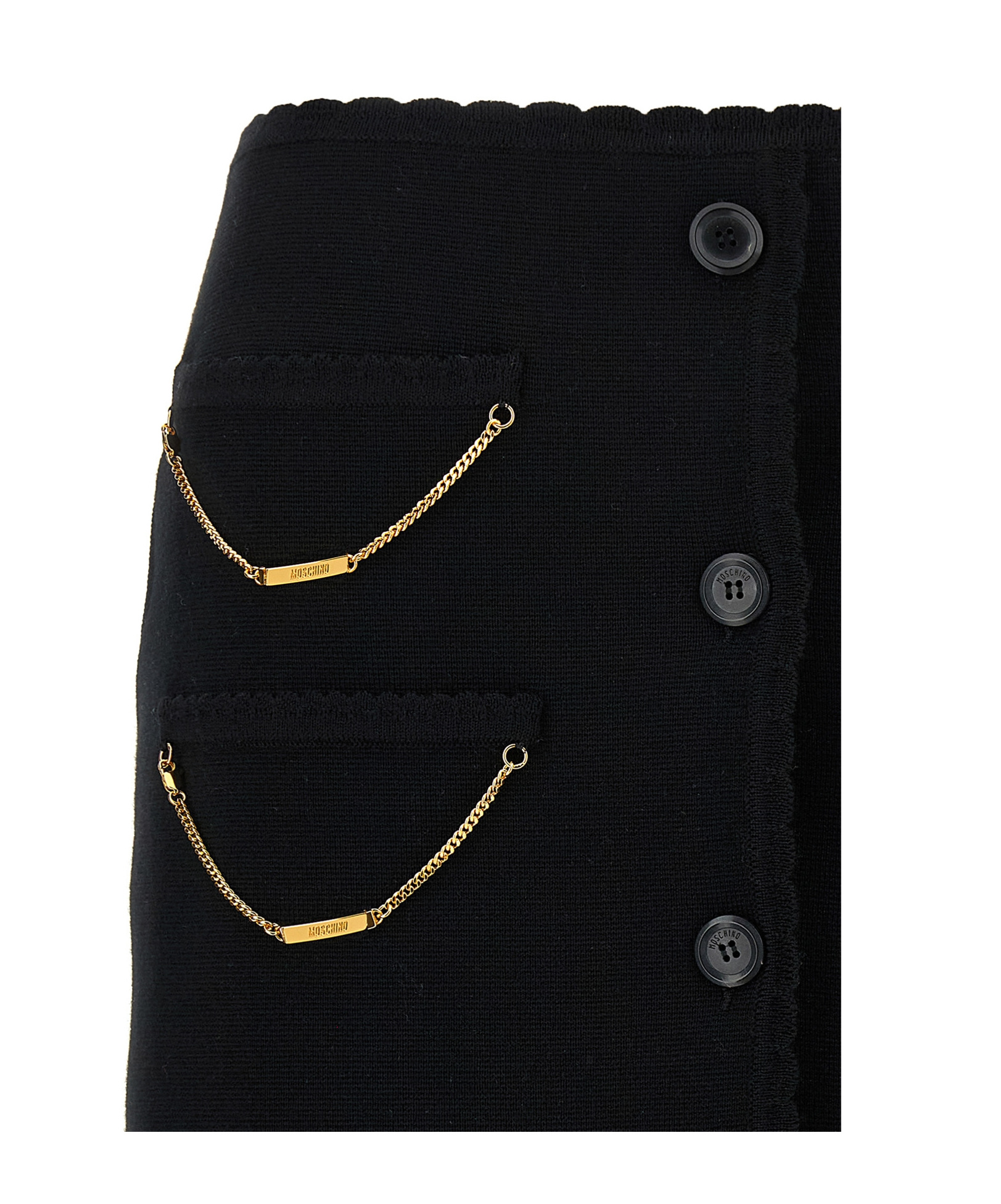 Moschino Skirt With Chain Embellishments And Scalloped Edges In Black