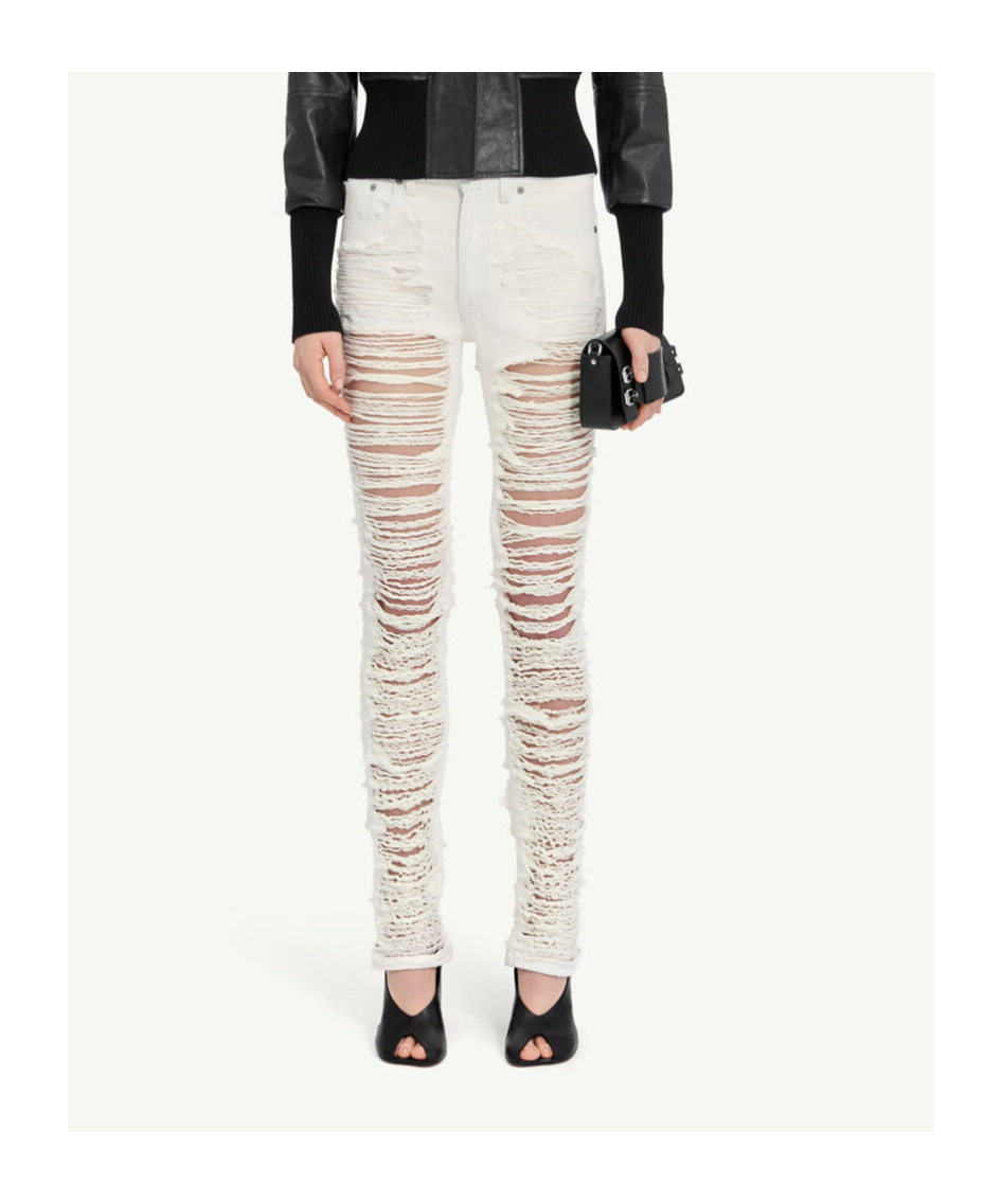 Mm6 Maison Margiela Shredded Jeans In White