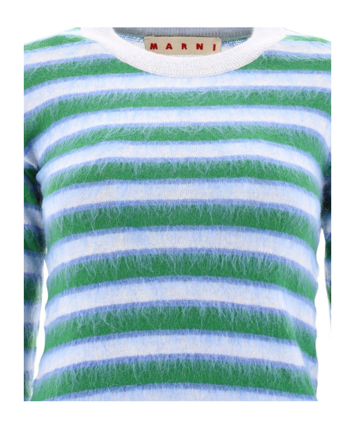 Marni Striped Crewneck Pullover In Blue