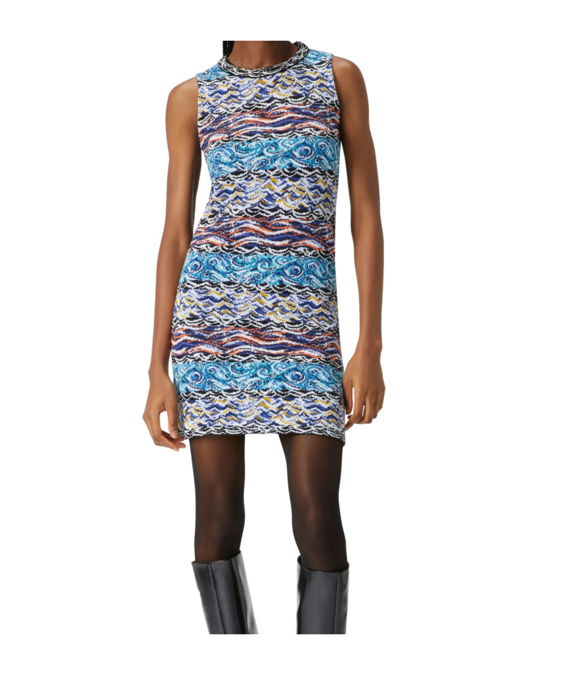 Missoni Round Neck Sleeveless Dress In Blue