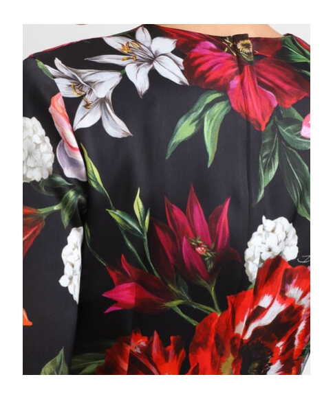Dolce & Gabbana Flower Print Satin Midi Dress In Multi
