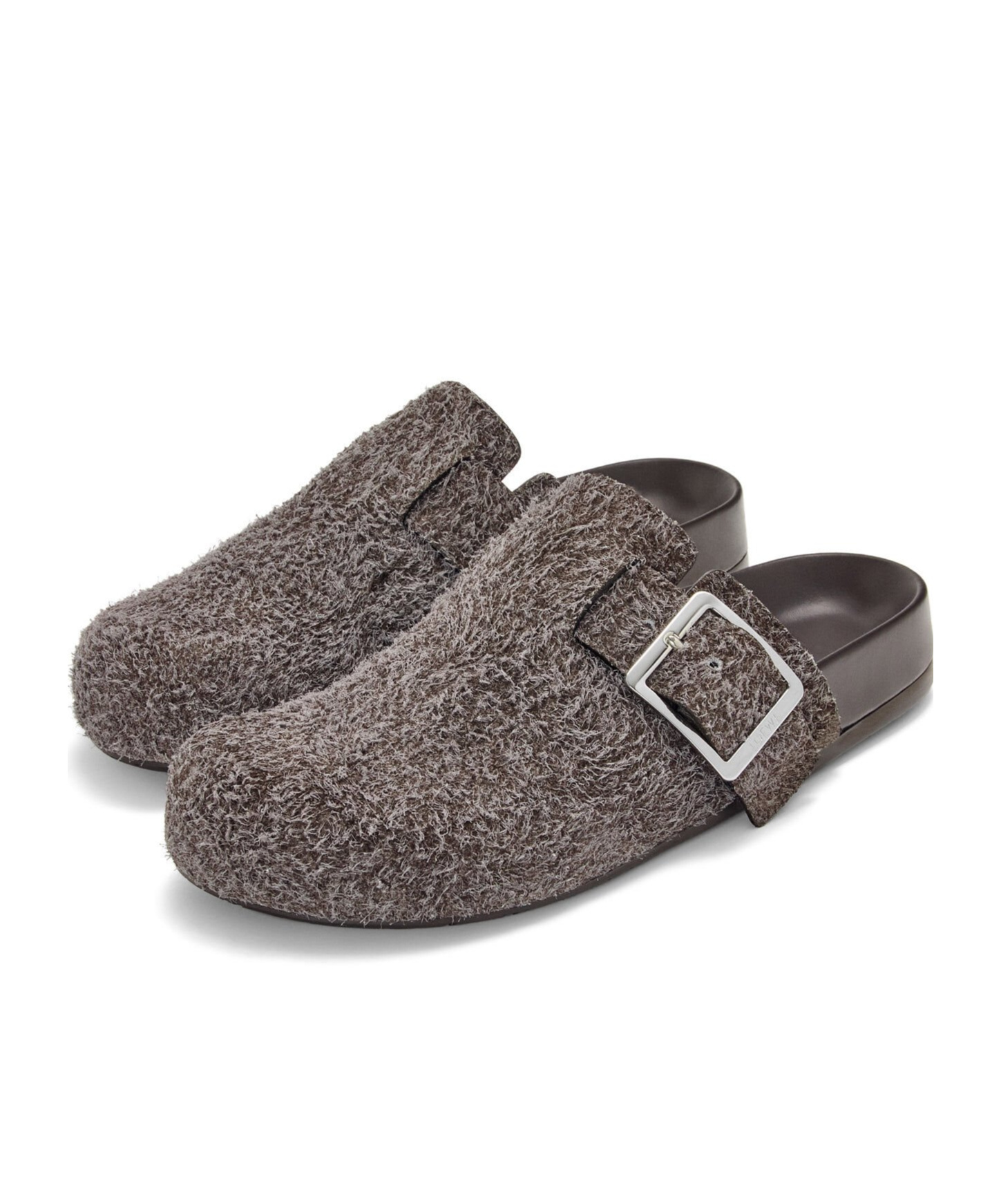 Loewe Mud Suede Ease Buckle Slippers In Black
