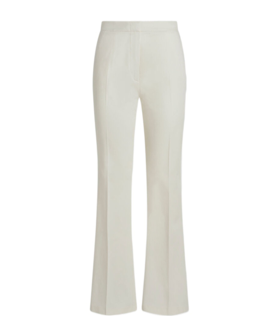 Shop Etro Flared Stretch Cotton Trousers In White