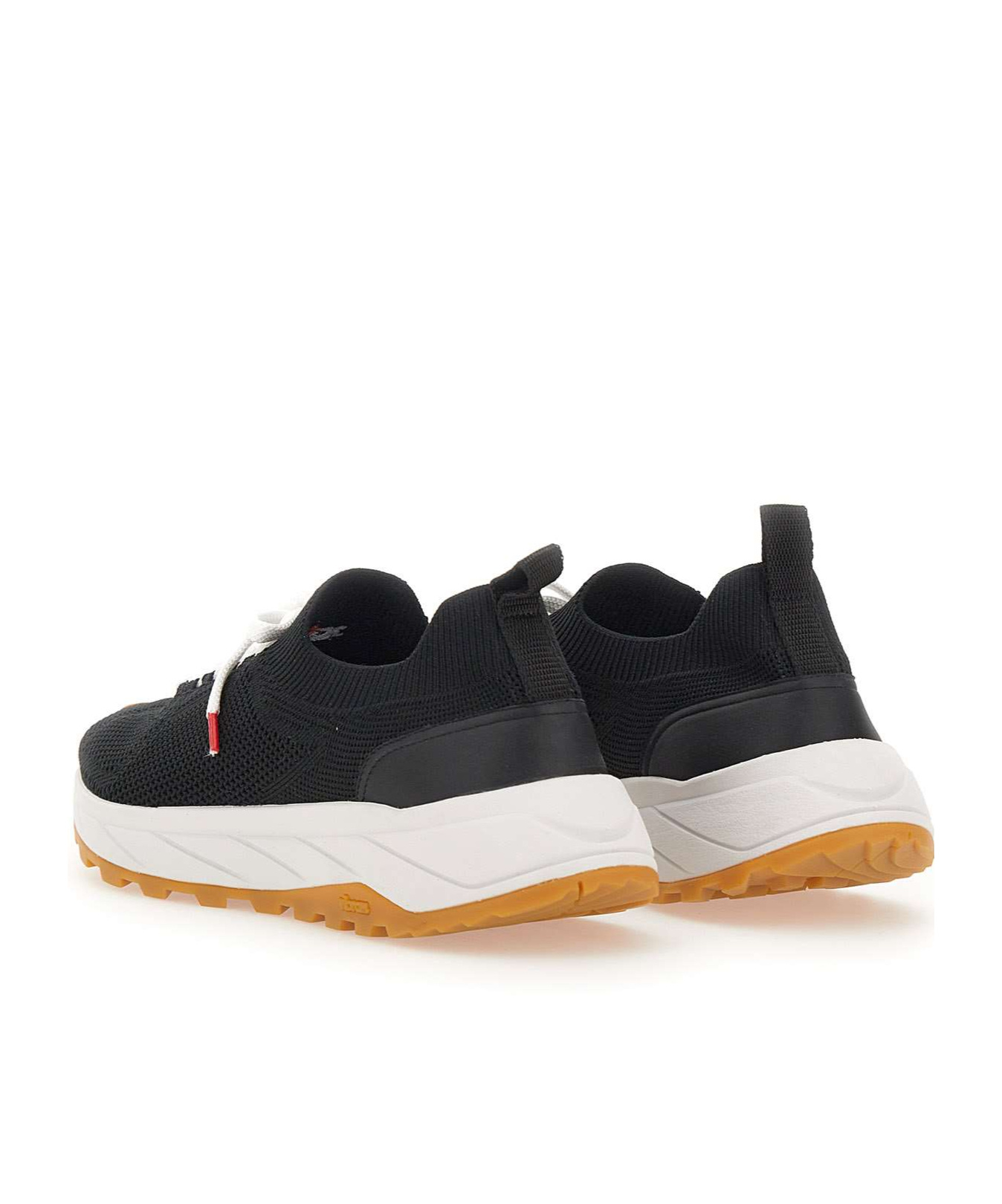 Kiton Leather-insert Sneakers In Black