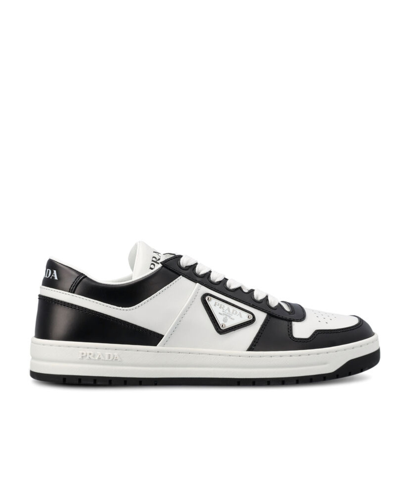 Prada Downtown Sneaker Aus Perforiertem Leder In White
