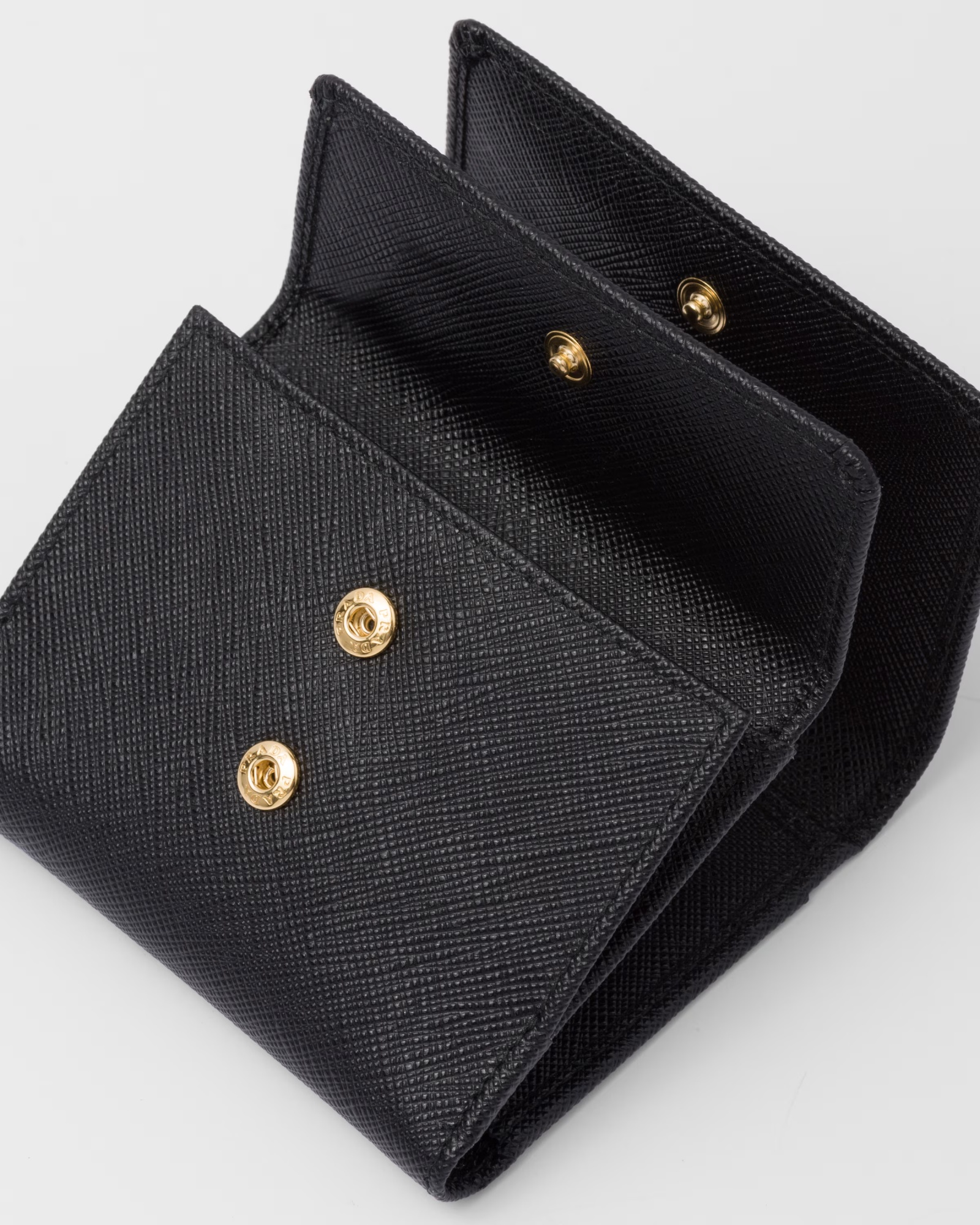 Prada Saffiano Leather Card Holder In Black