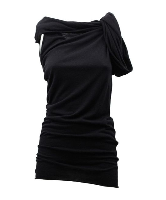 Rick Owens Womens Black Twist Asymmetric Stretch-woven Top In Black