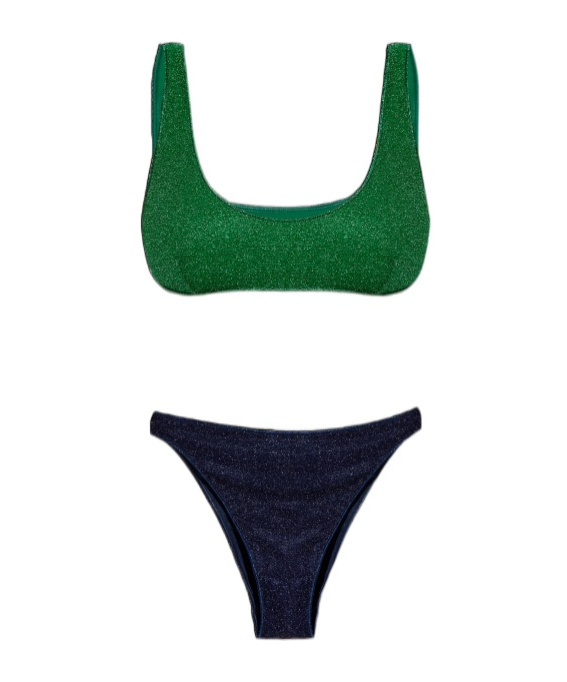 Oseree Oséree Lumiere Glittered Bikini Set In Green