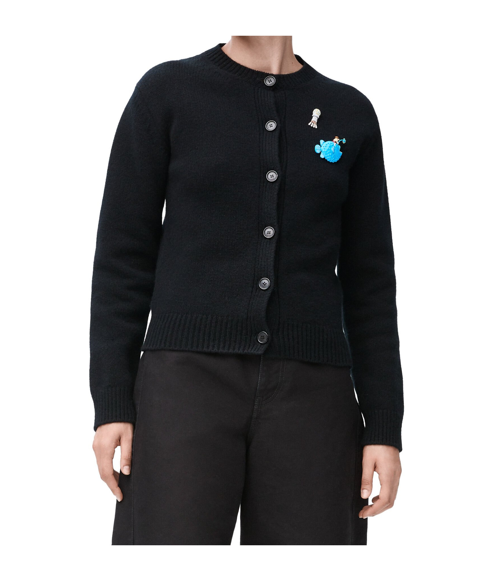 Loewe Wool Knitted Cardigan In Black