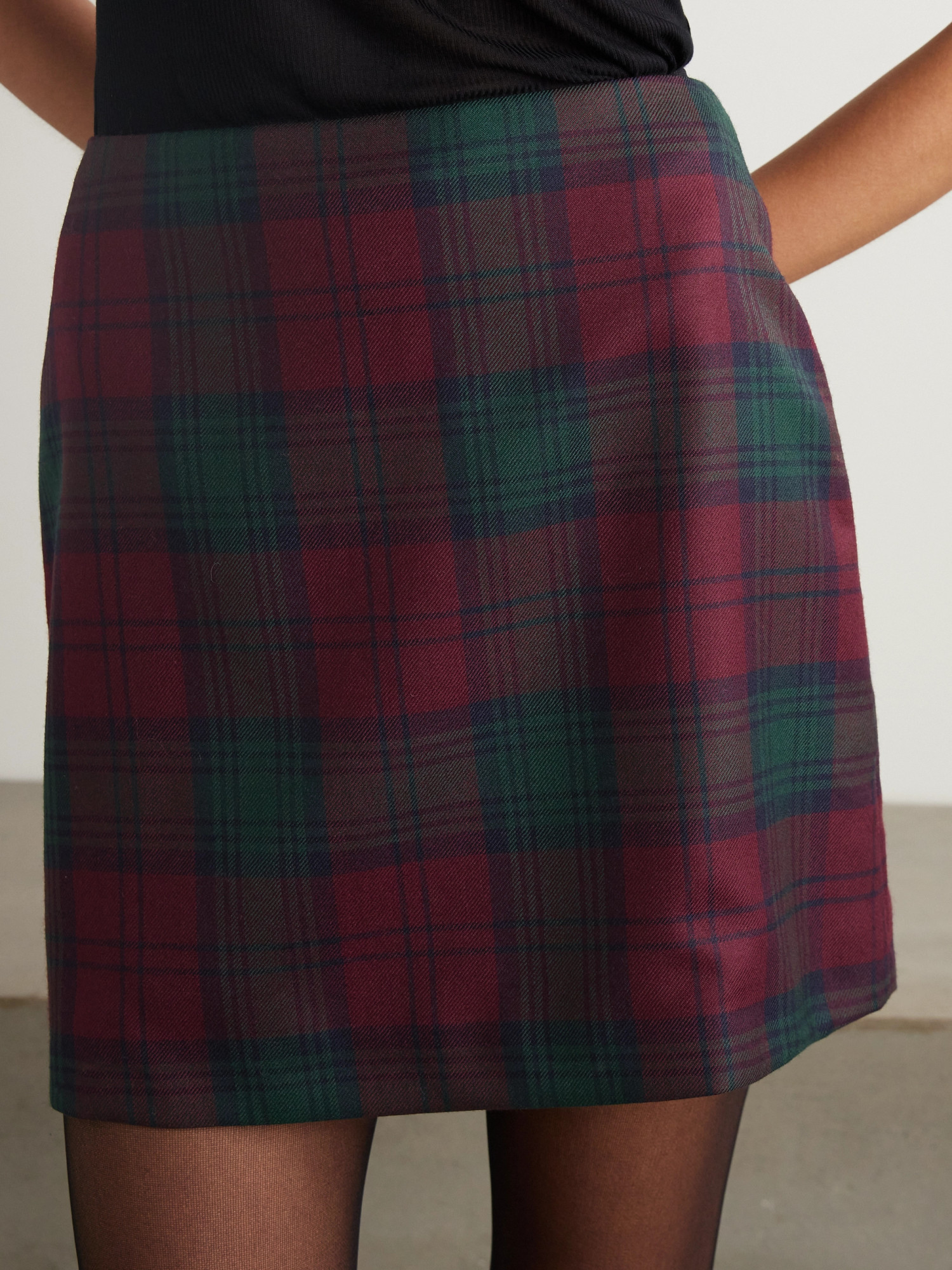 Blazé Milano Plaid Mini Skirt In Black