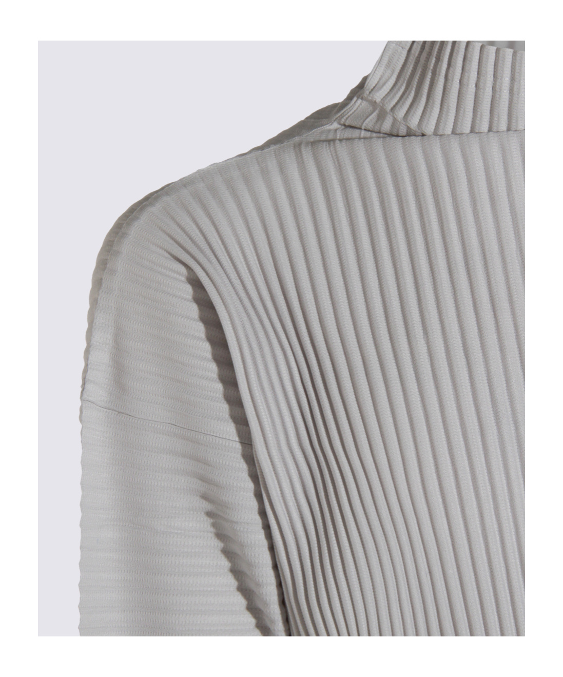Issey Miyake Long Sleeve Ribbed High Neck T-shirt In Gray