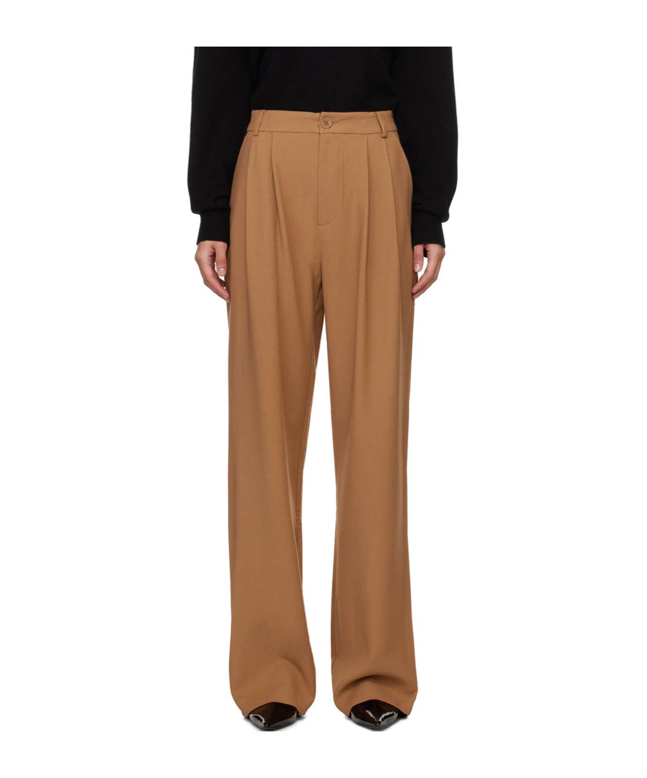 ANINE BING CARRIE PLEAT-DETAILING TAILORED TROUSERS
