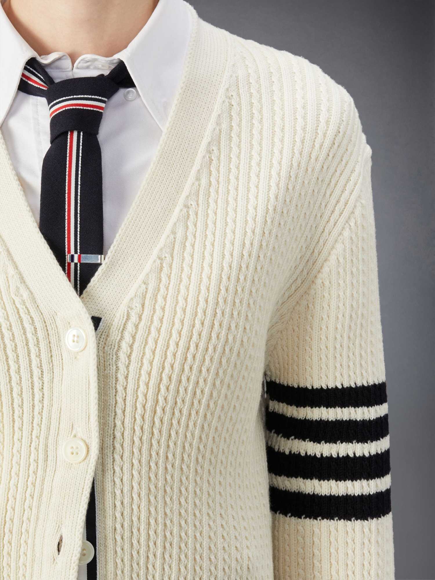 Thom Browne 4bar Cardigan In White
