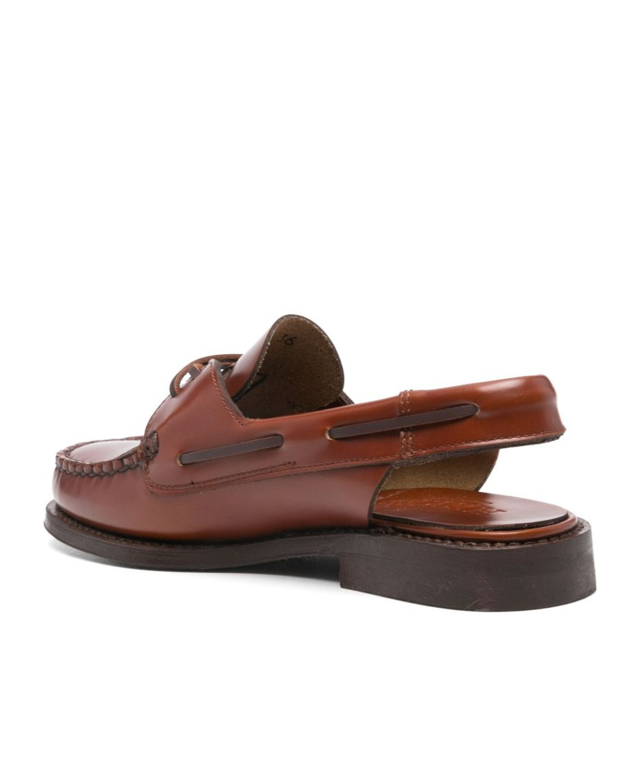 Hereu Women Saler Leather Slingback Loafers In Brown