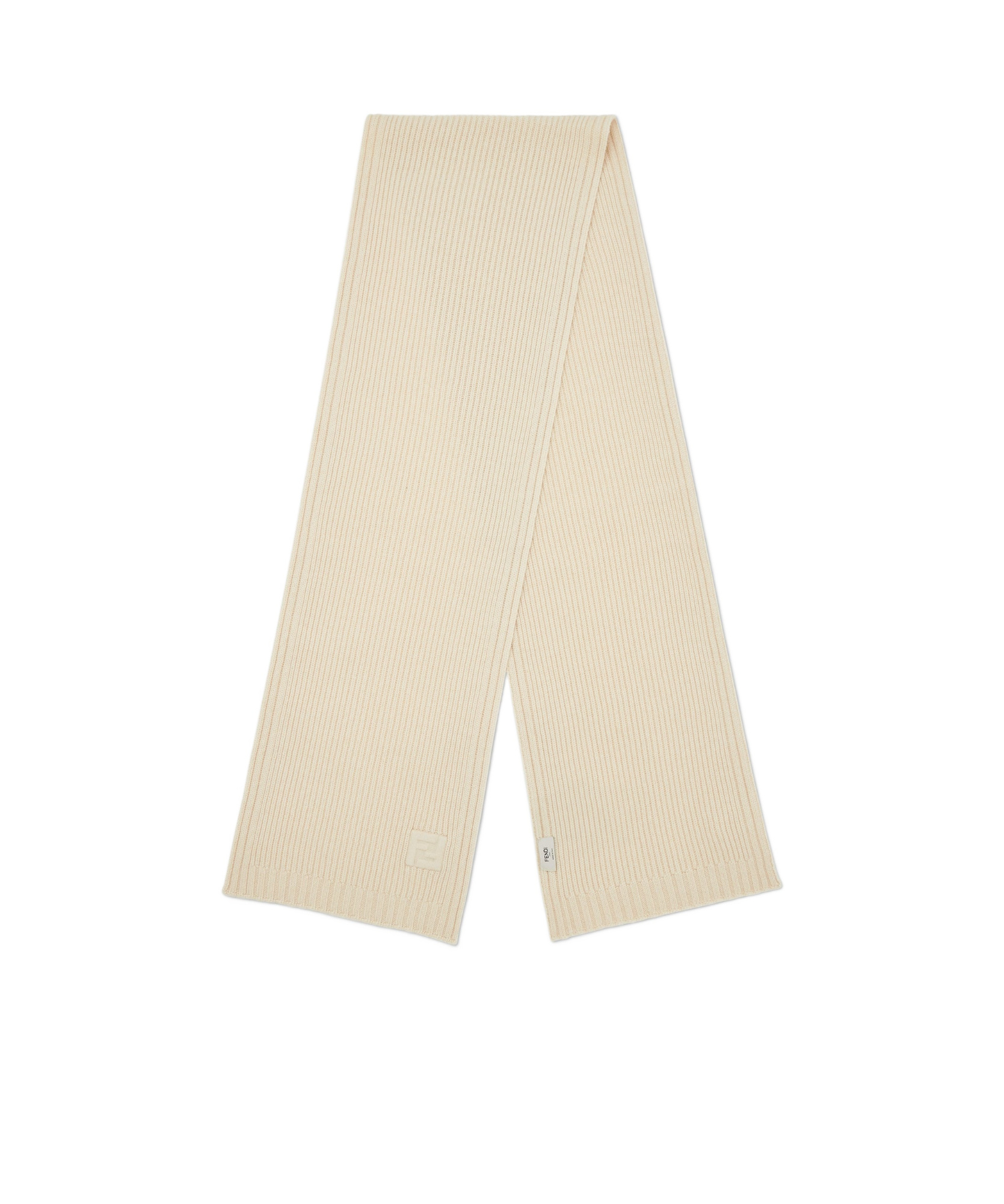 Shop Fendi White Wool Scarf In Nude