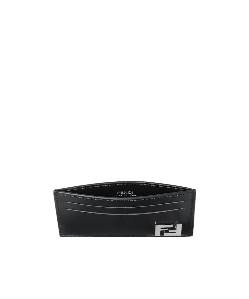 Fendi Flat Card Case Vit.king Wallets Black In Black