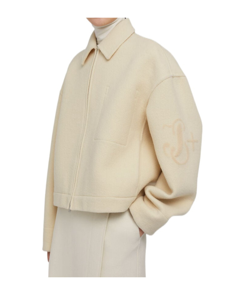 Jil Sander Logo-embellished Virgin-wool Jacket In Nude