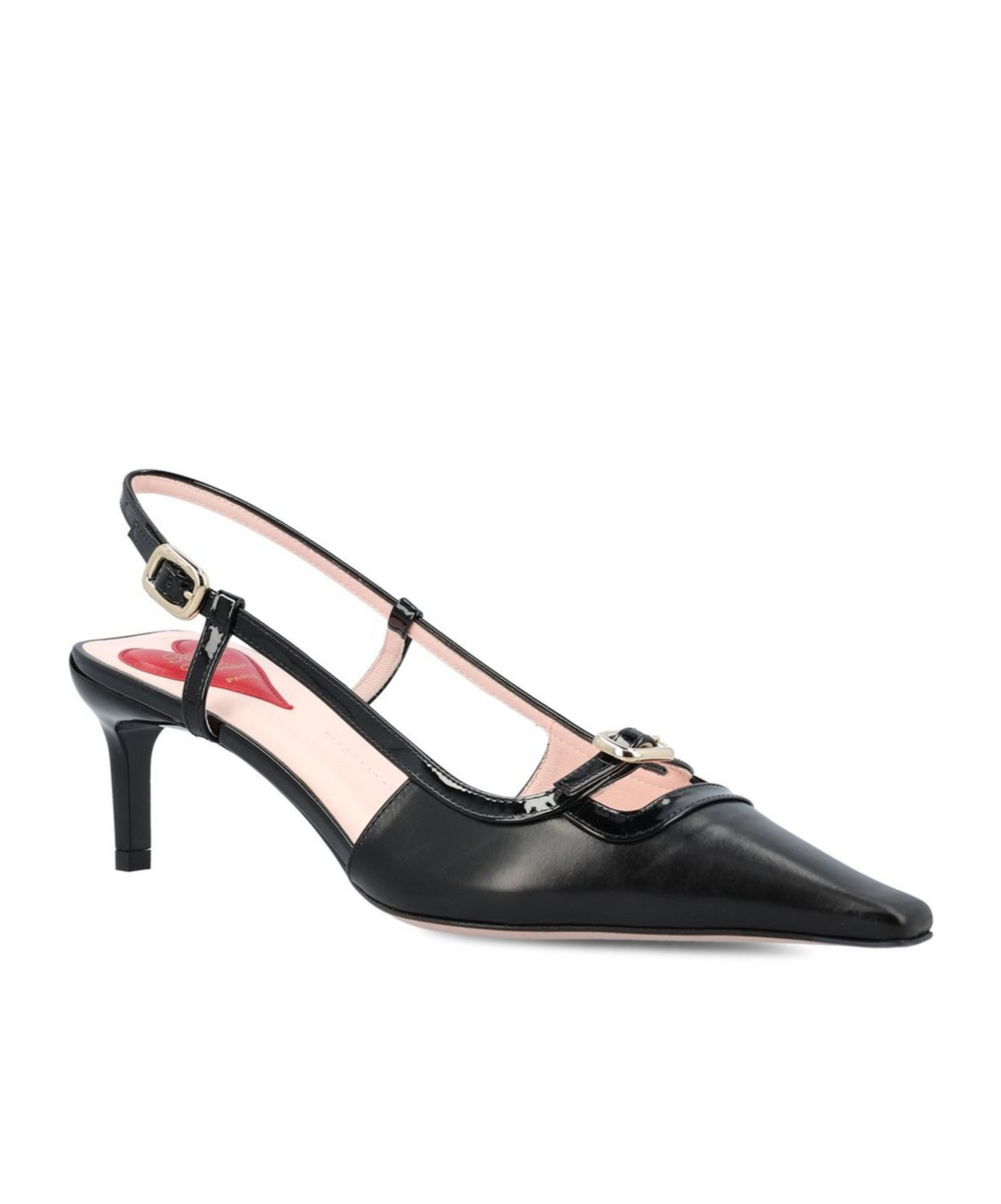 Roger Vivier 55mm Mini Buckle Leather Slingbacks In Black