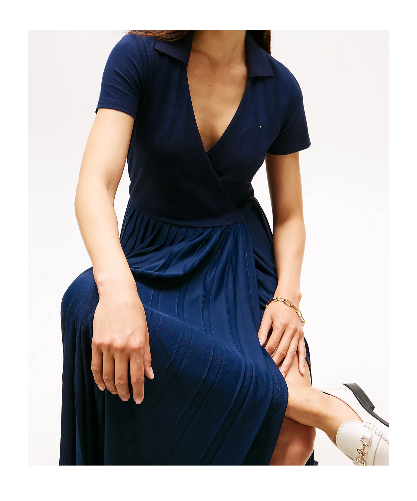 Tommy Hilfiger Fit And Flare Midi Polo Dress In Blue