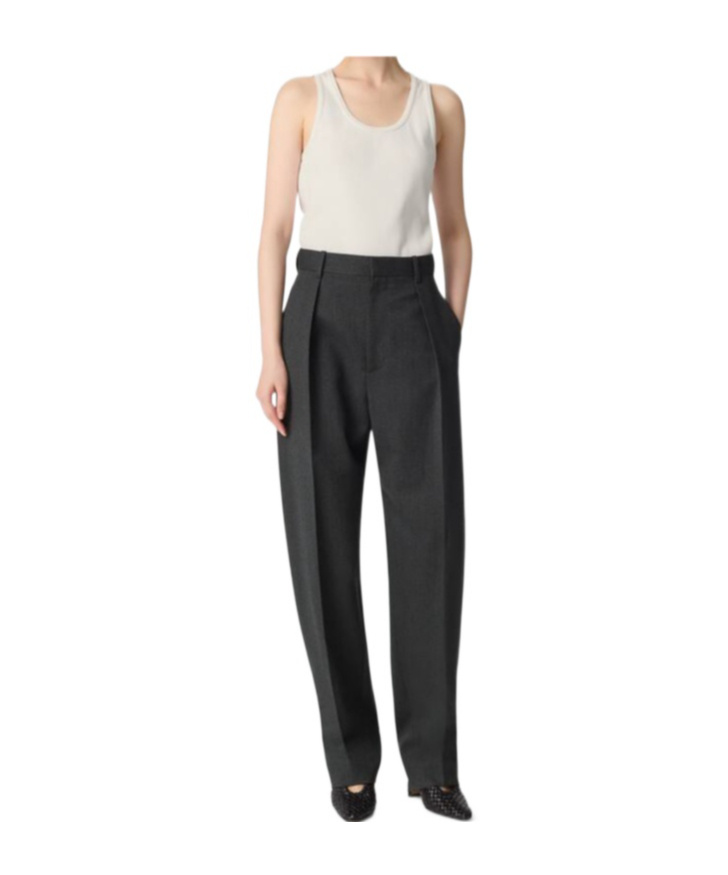 Bottega Veneta Mouline Wool Twill Pants In Black
