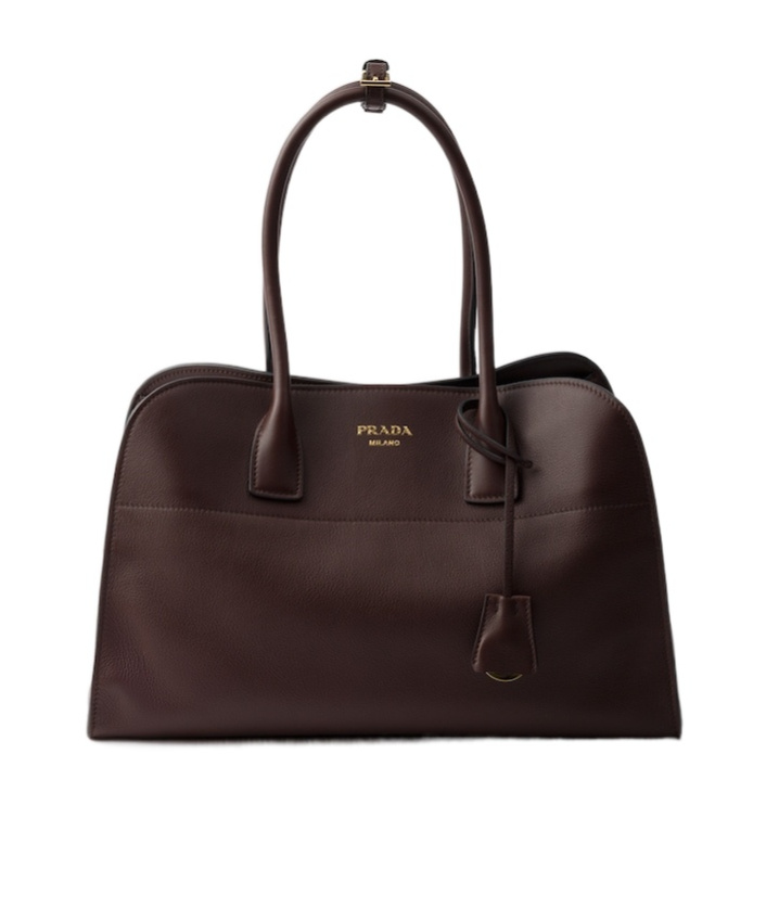 Prada Borsa Shopping Media In Pelle Melanzana  Donna