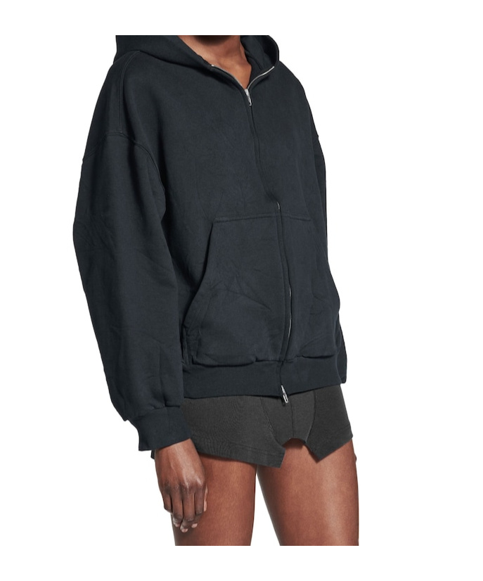 Balenciaga Flipped Uni Zip-up Hoodie Regular Fit In Black Faded/anthracite