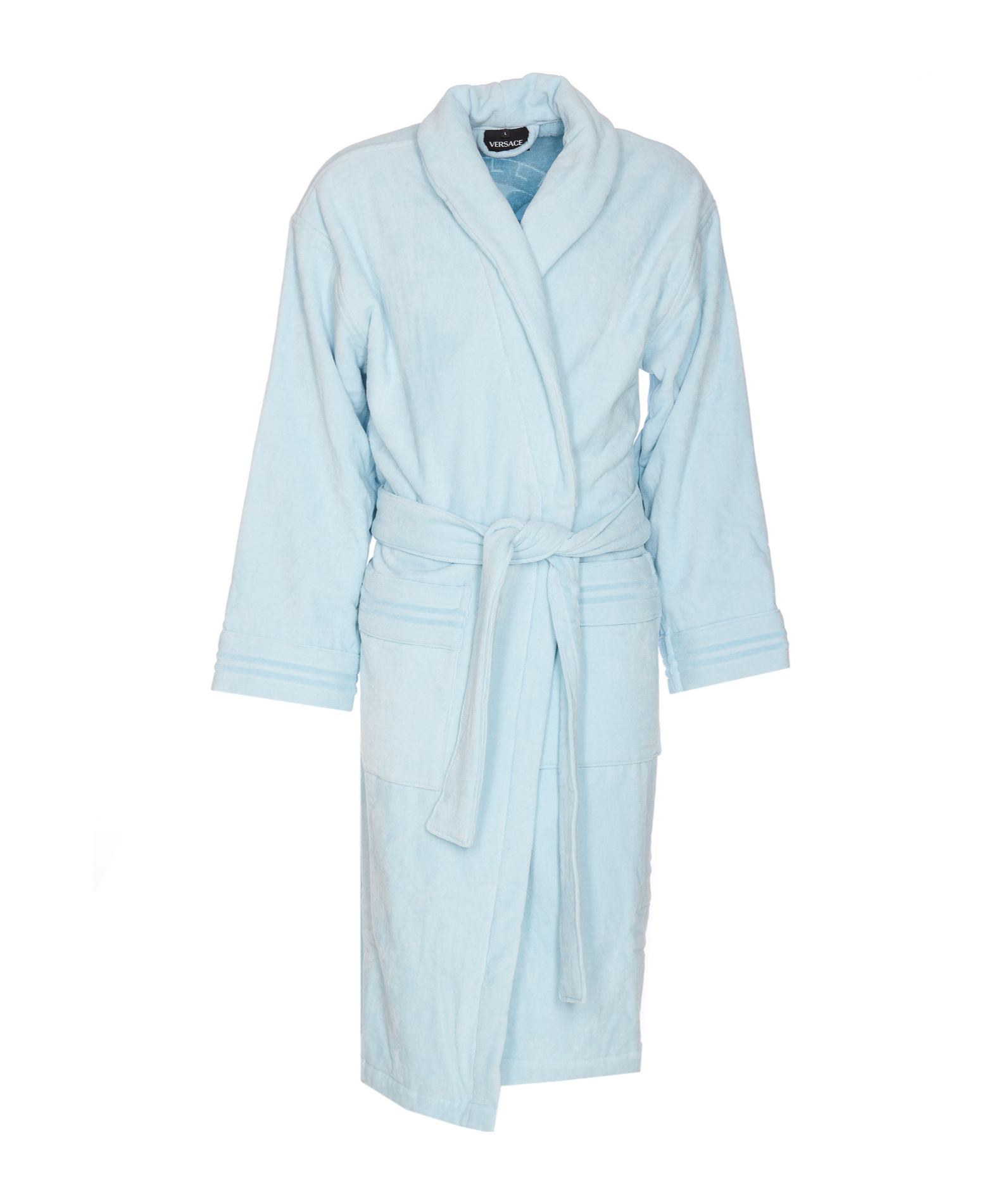 Versace Medusa Head-motif Cotton Robe In Blue