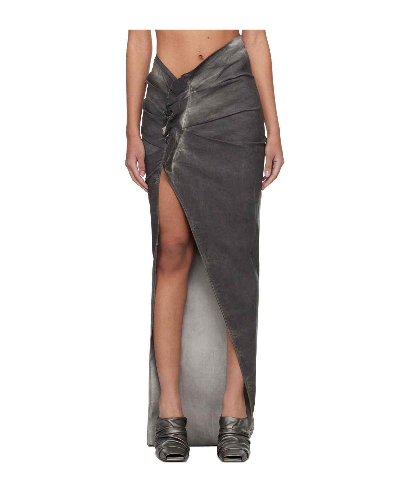 RICK OWENS DRKSHDW EDFU DENIM EXTRA-LONG SKIRT 