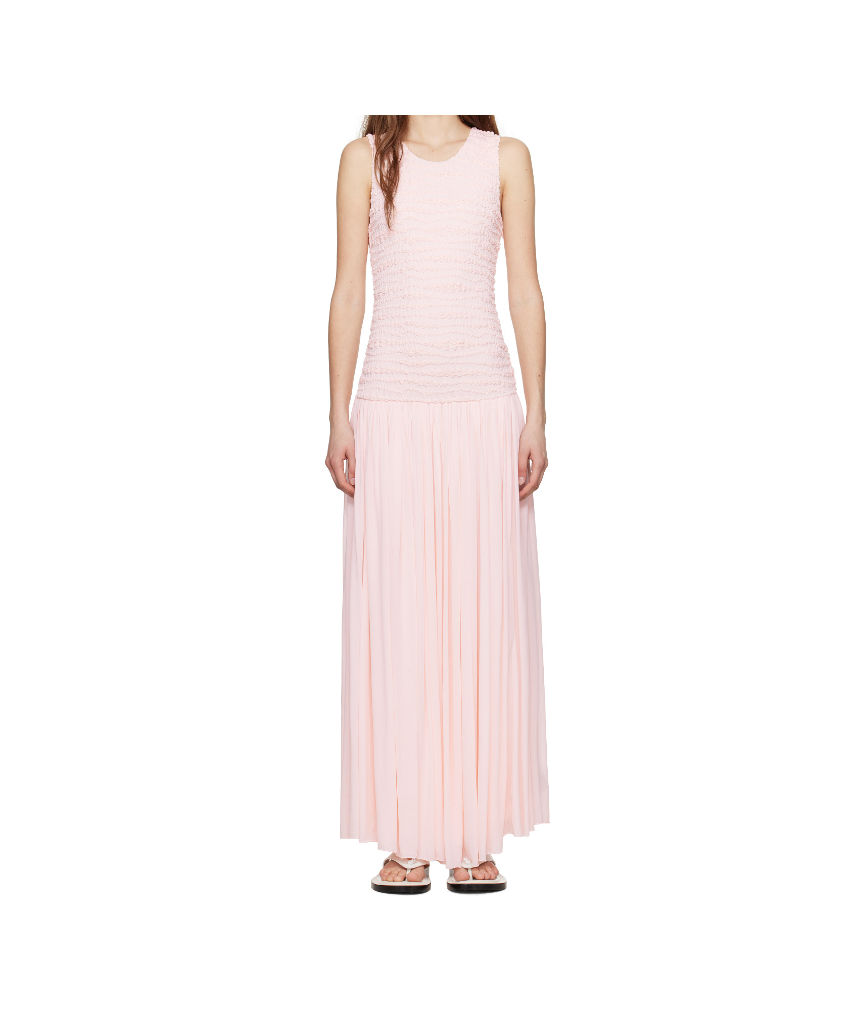 Jil Sander Shirred Maxi Dress In Pink
