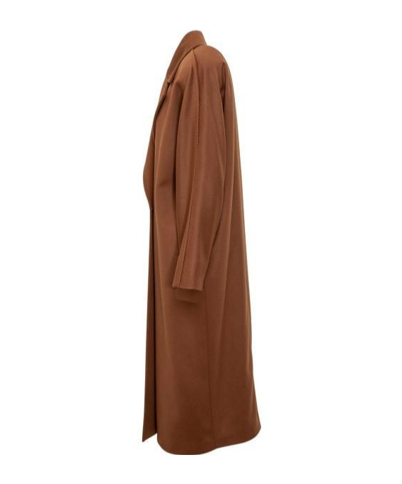 Max Mara Studio Erice Double-breasted Long-sleeved Coat In Brown