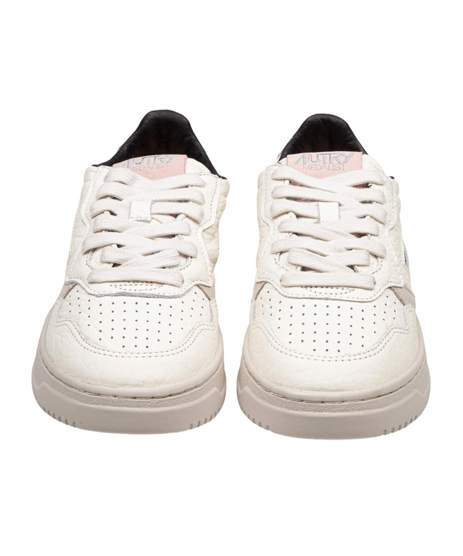 Autry Medalist In White And Silver Leather In White
