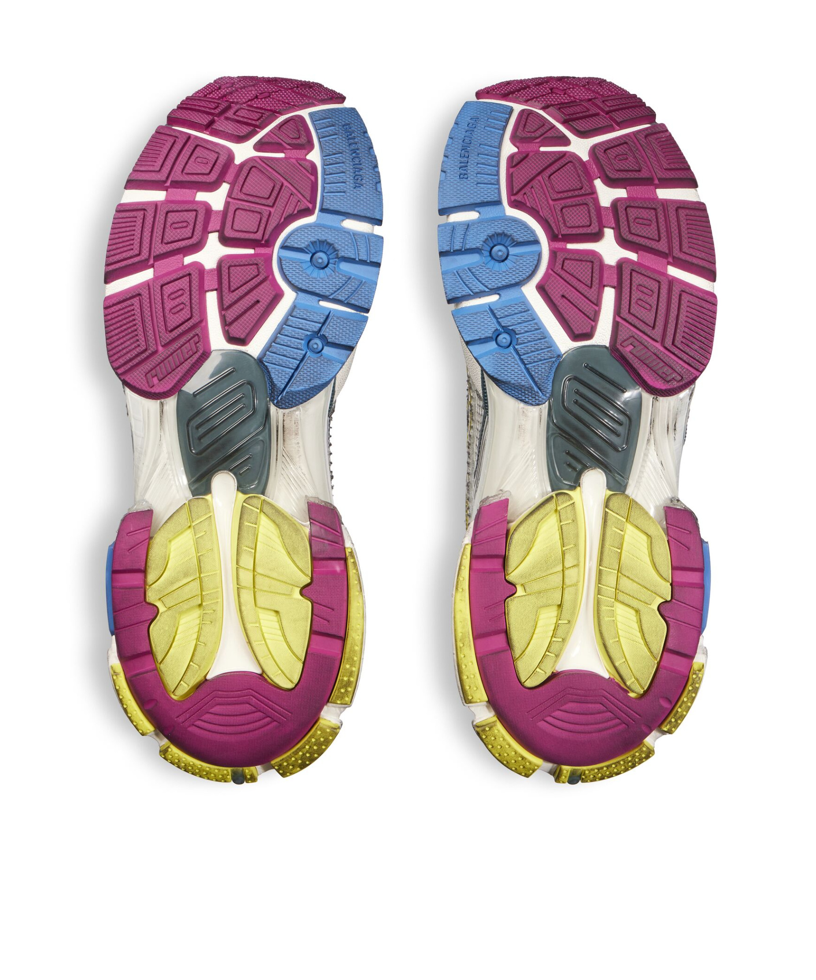 BALENCIAGA WOMEN'S RUNNER TRAINERS IN WHITE/BLUE/PURPLE/YELLOW