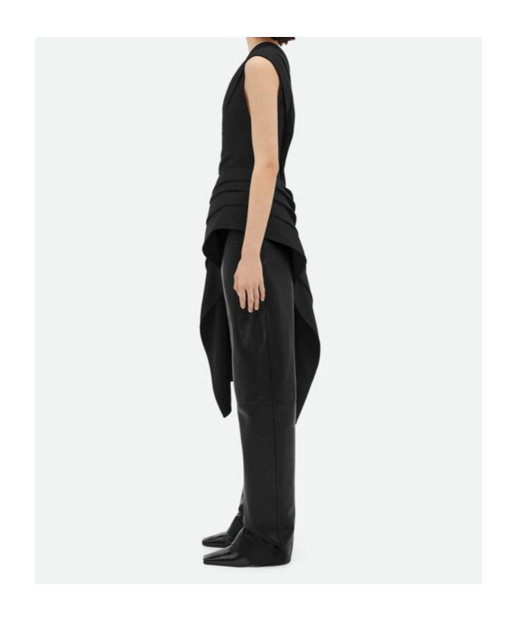 Bottega Veneta Draped Asymmetric Crepe One-shoulder Top In Black