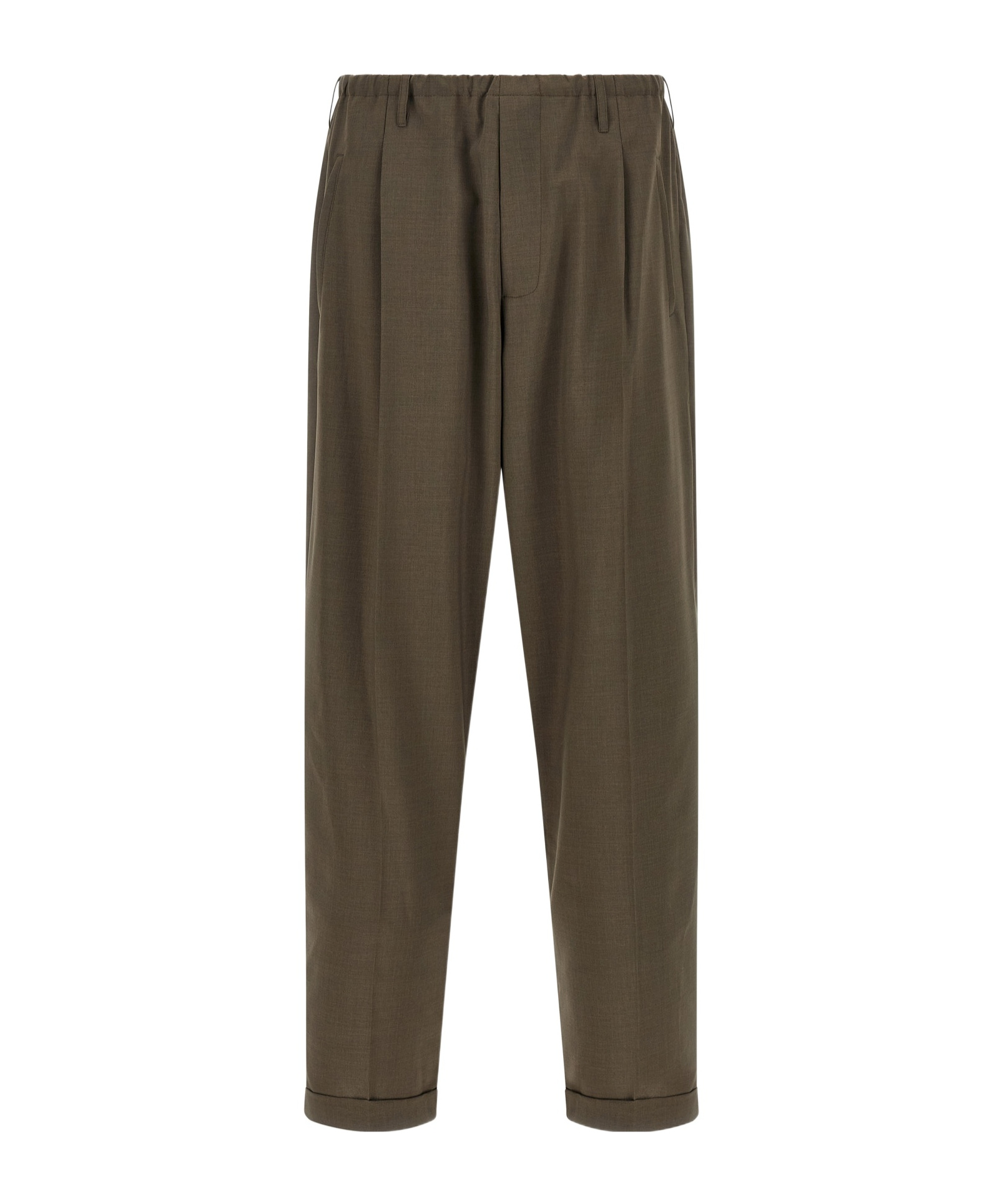 Magliano Elastic Waistband Cuffed Hem Trousers In Brown
