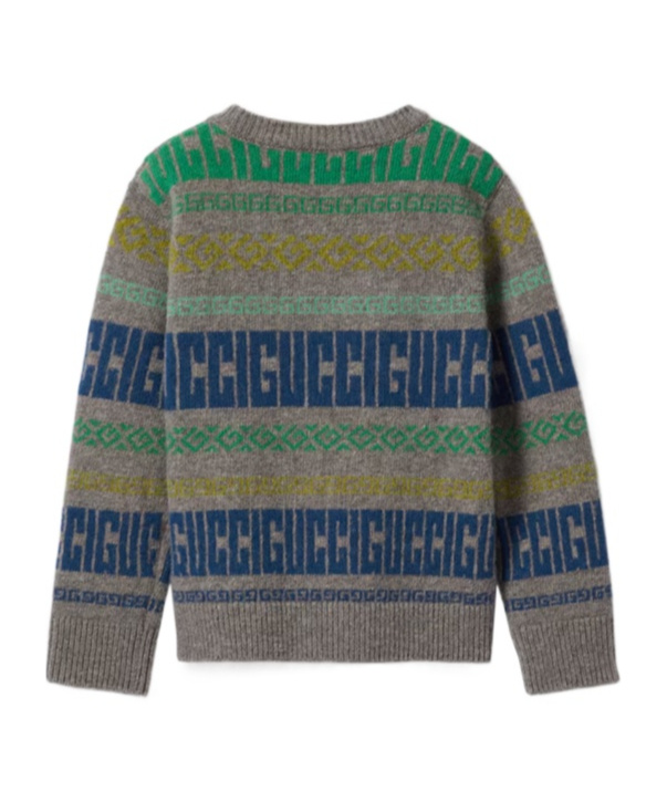 Gucci Round-neck Wool Sweater In Gray