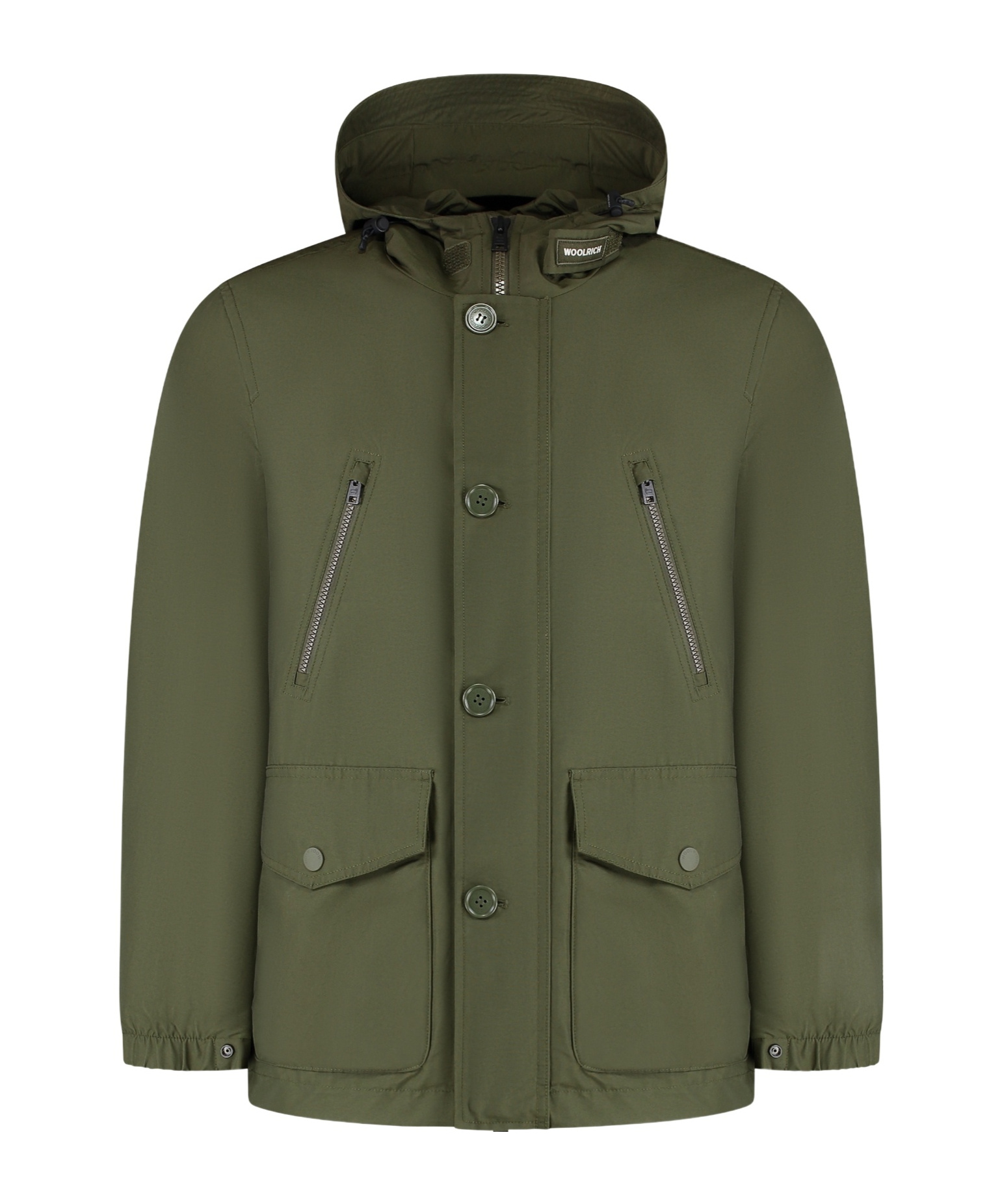 Woolrich Lightweight Ramar Parka With Hood And Adjustable Drawstring In Green