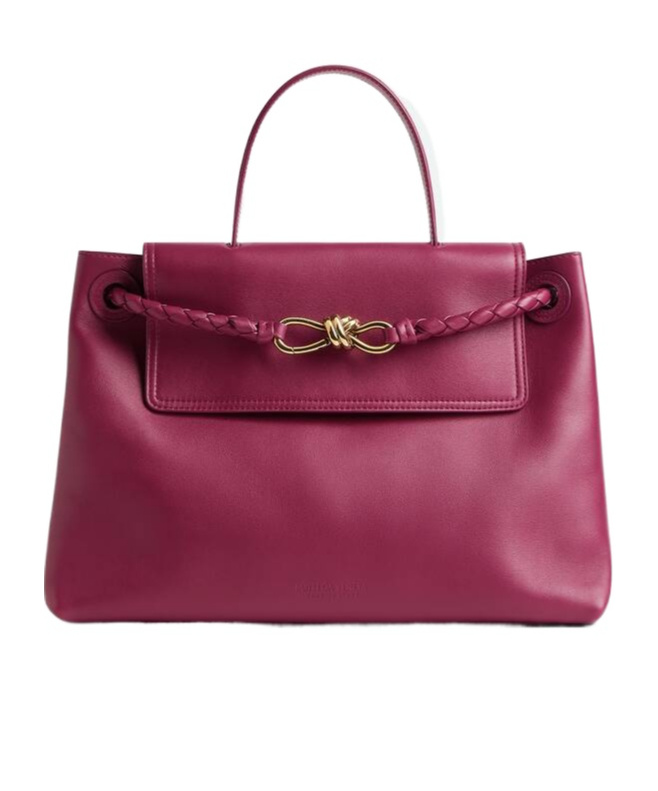 Bottega Veneta Andiamo Medium Leather Top-handle Bag In Red