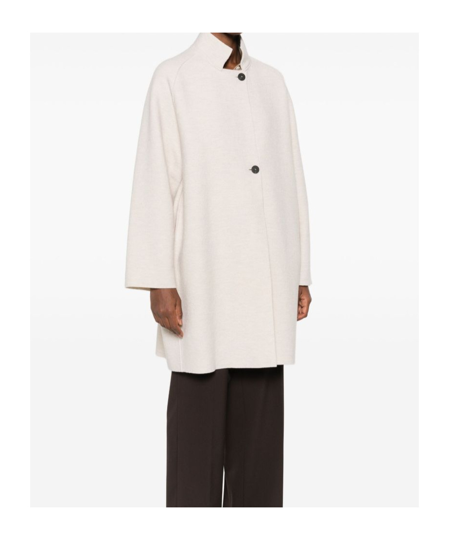 Harris Wharf London Wool High Neck Coat With Side Pockets In Multi