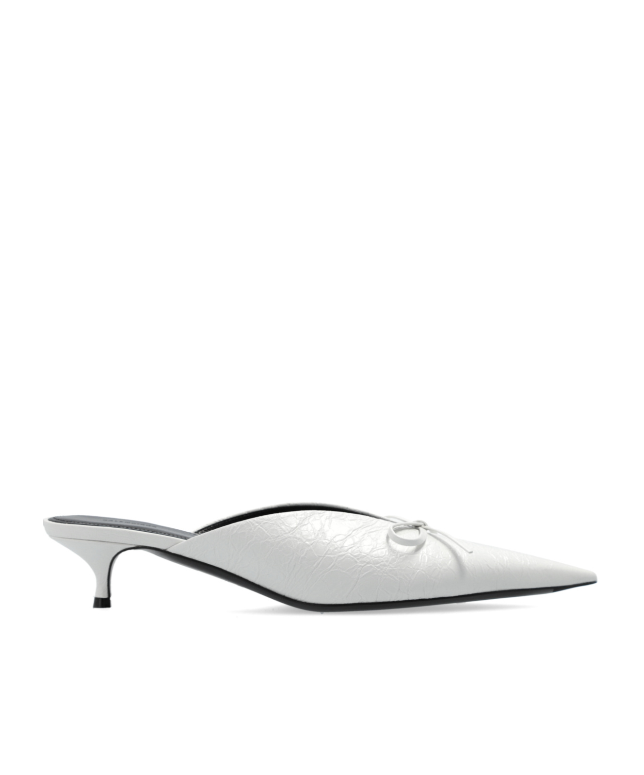 Balenciaga 40mm Pointed-toe Leather Mules In White