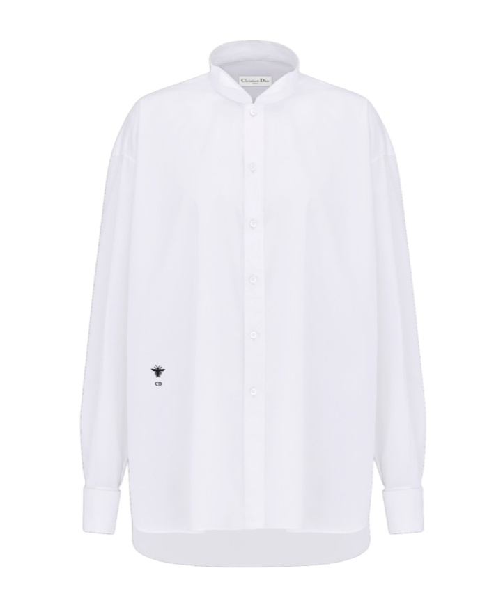 Dior Bee Logo Embroidered Shirt In White