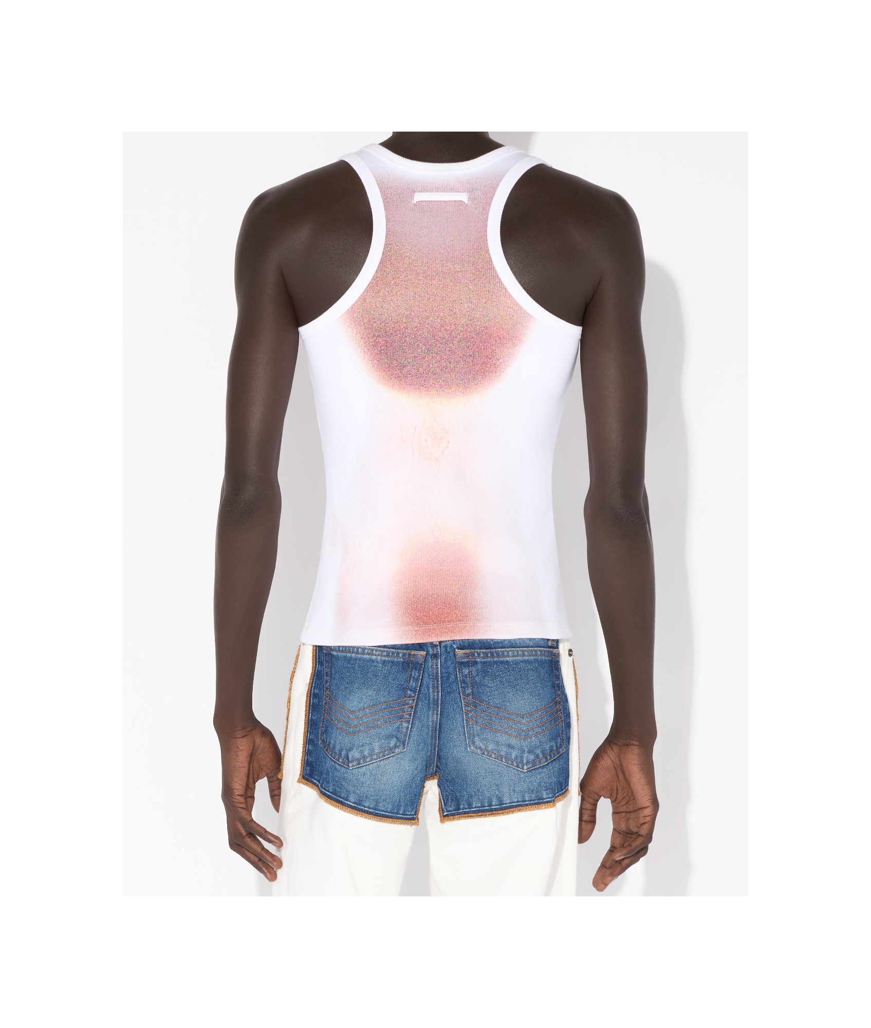 Jean Paul Gaultier Sheer Mesh Top Featuring Graphic Print In White