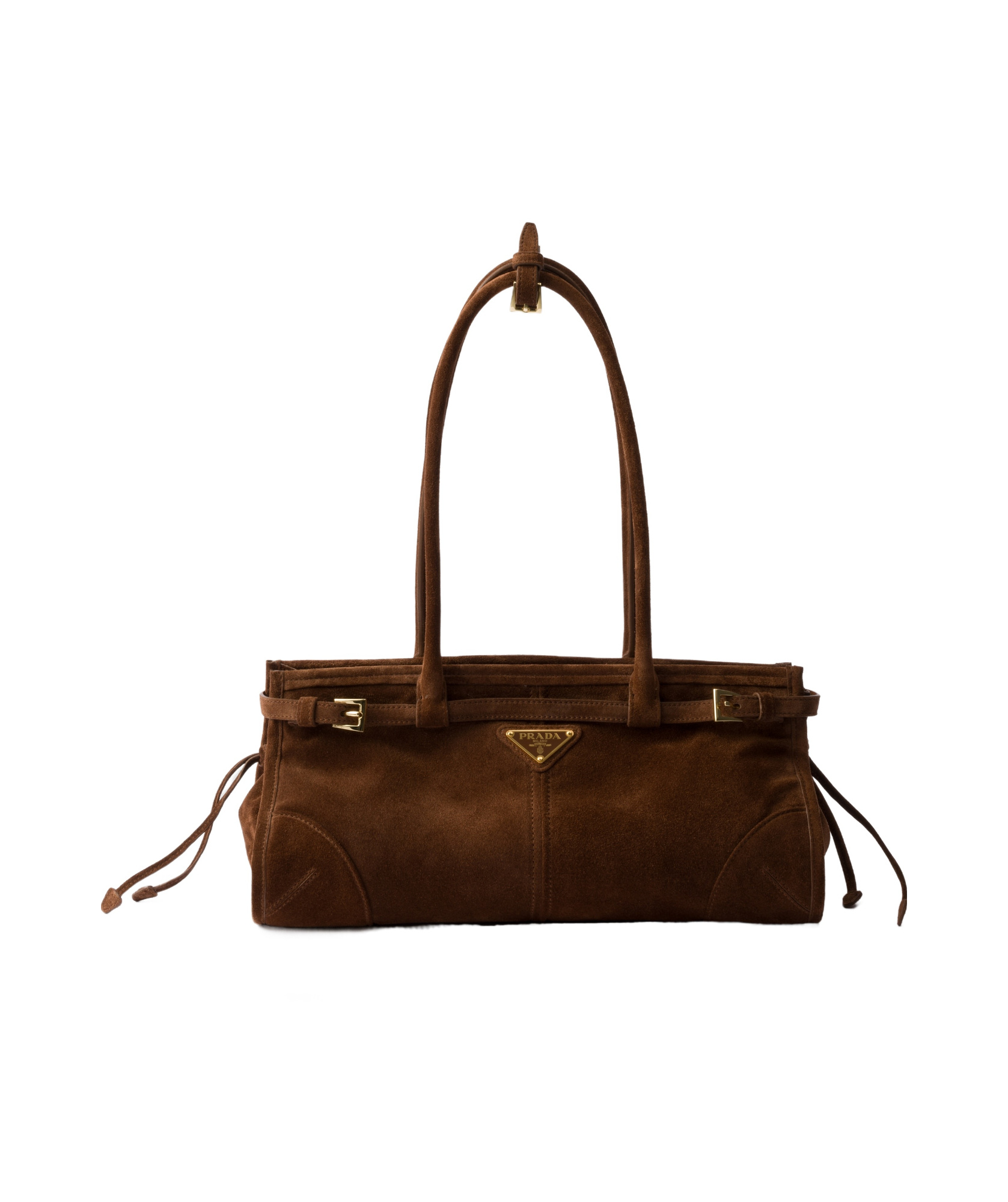 Prada Medium Suede Handbag In Cocoa Brown