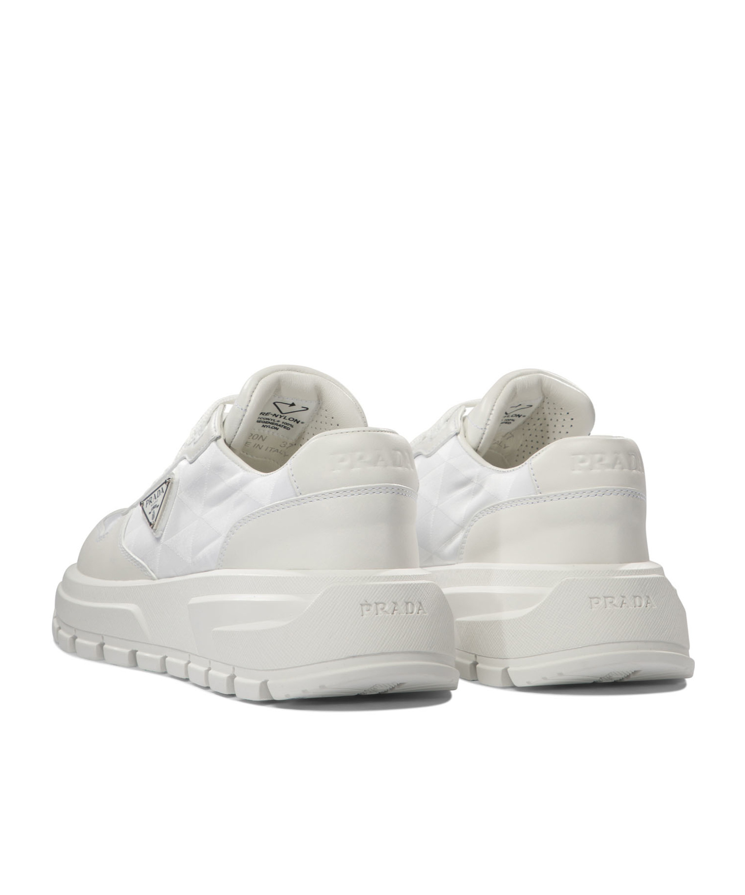 Prada Triangle-logo Lace-up Sneakers In White