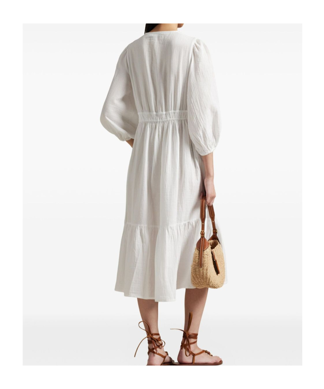 Polo Ralph Lauren V-neck Tiered Dress In White