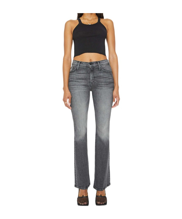 Mother The Maven Heel Super High Waist Wide Leg Jeans In Black