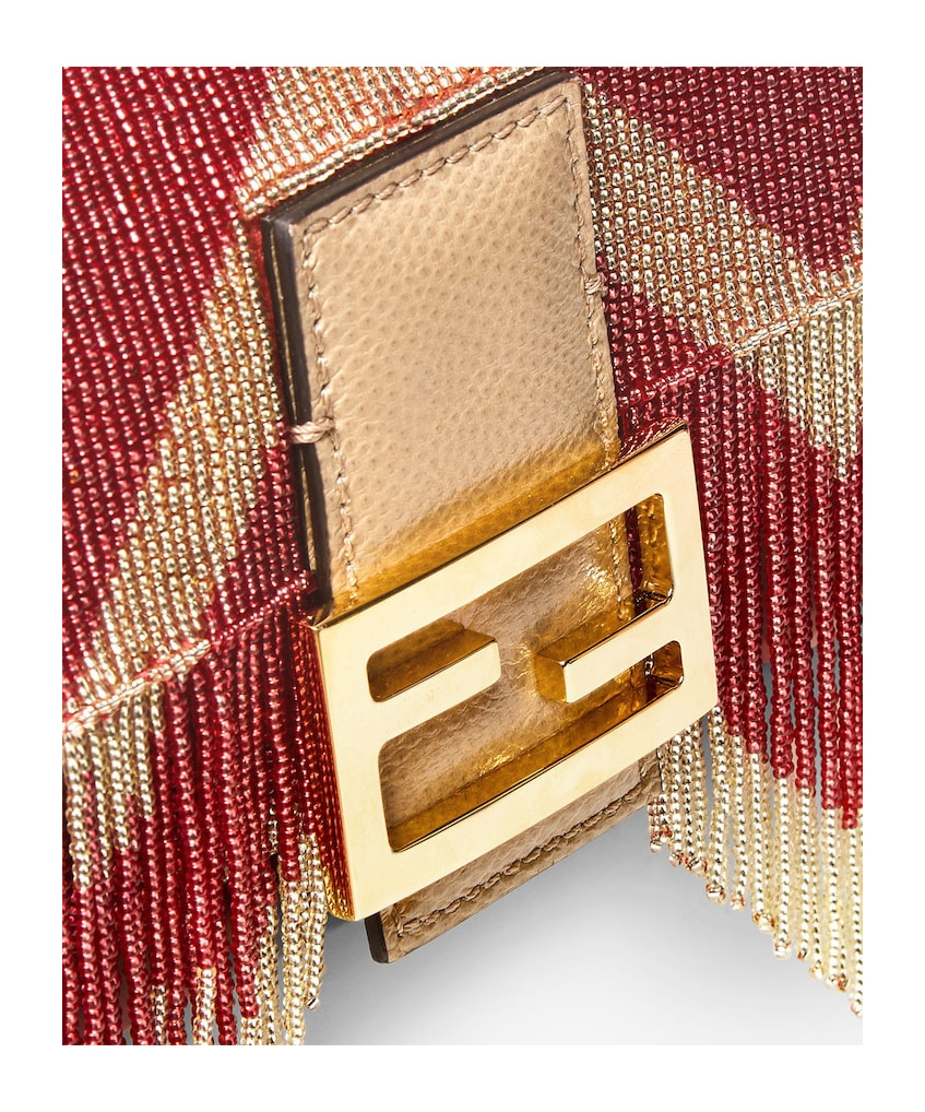 Fendi Bag Embroidered With Two-tone Beads And Fringes In Multi