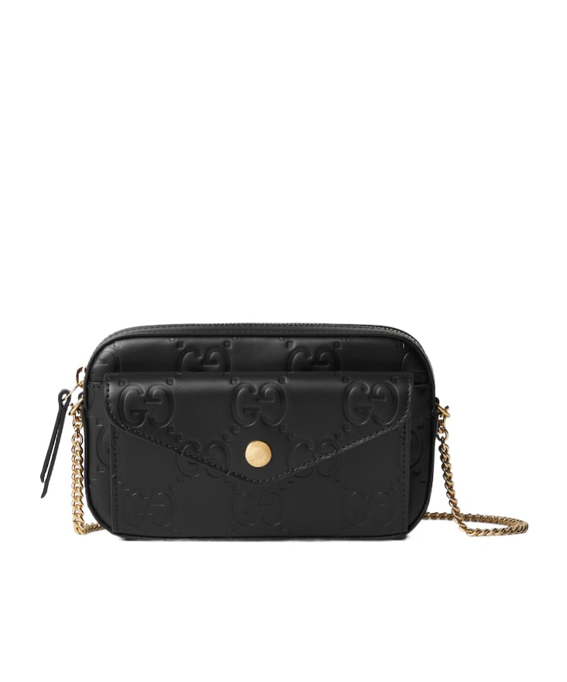 Gucci Gg Black Leather Mini Shorts In Black