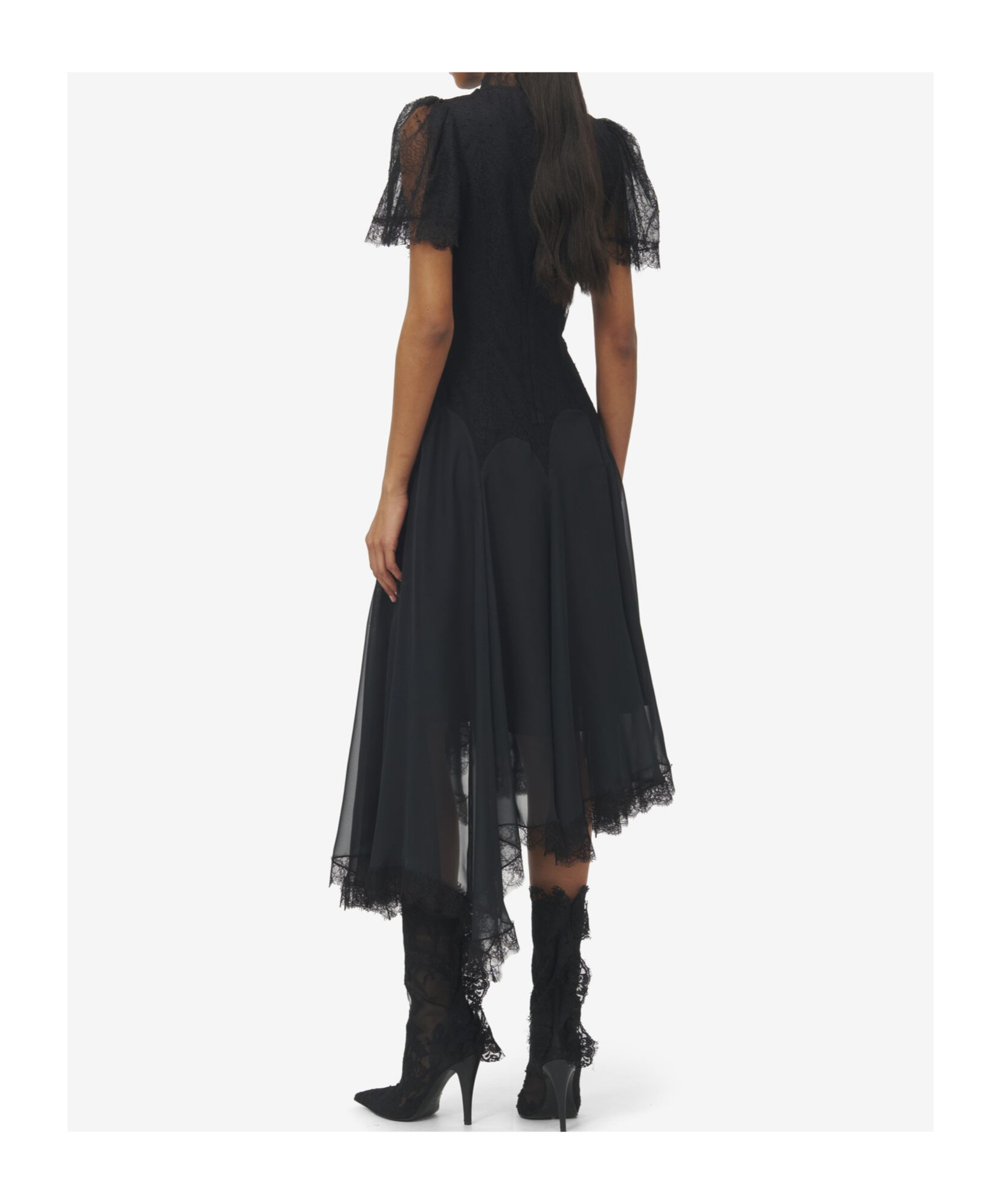 Alexander Mcqueen Lace-detail Midi Dress In Black