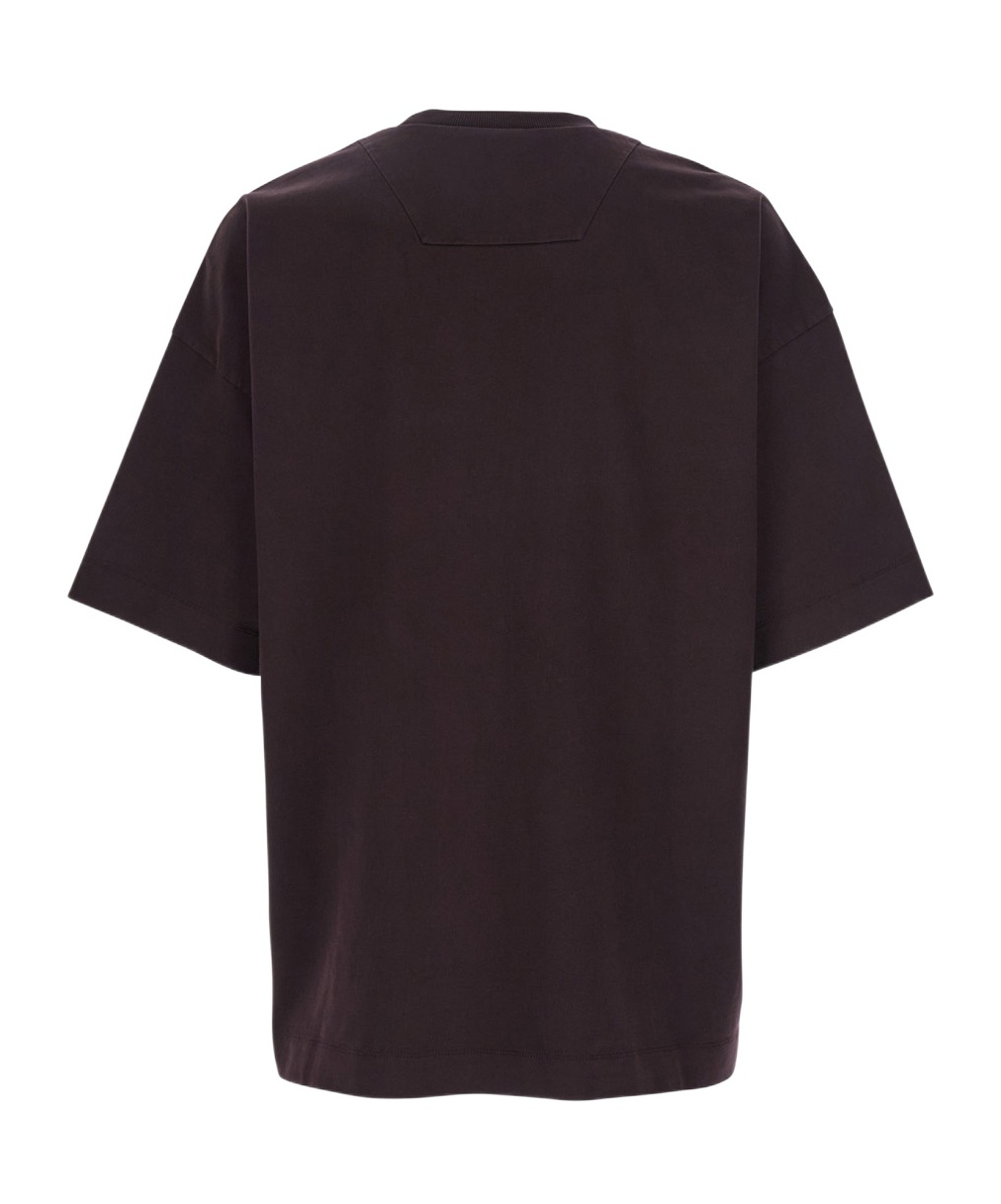 Juunj Bordeaux T-shirt With Logo Embroidered On The Front And Print On The Back In Black