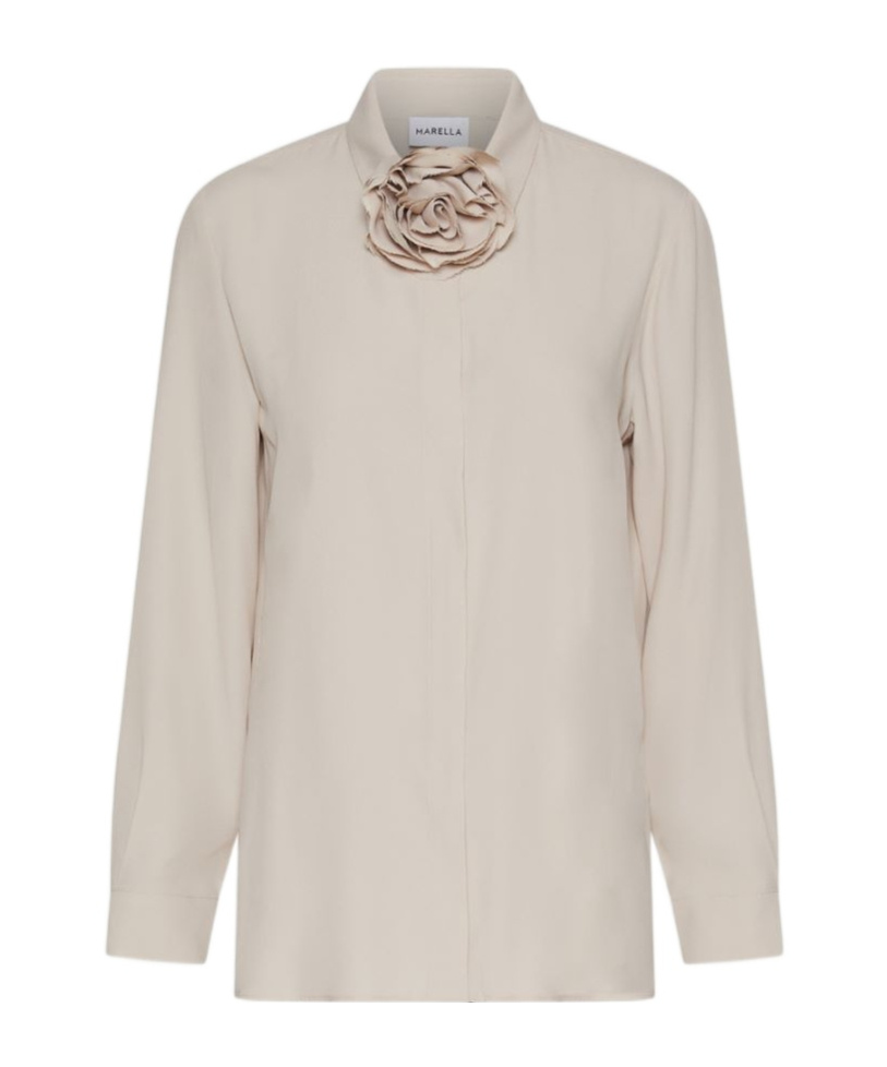 Marella Silk-blend Crepe Shirt In Brown